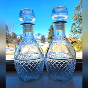Vintage - Royal Crown & Grape Glass Whiskey Decanter set of 2